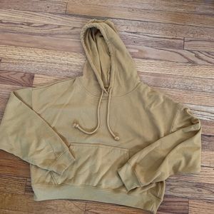 Mustard yellow cropped hoodie